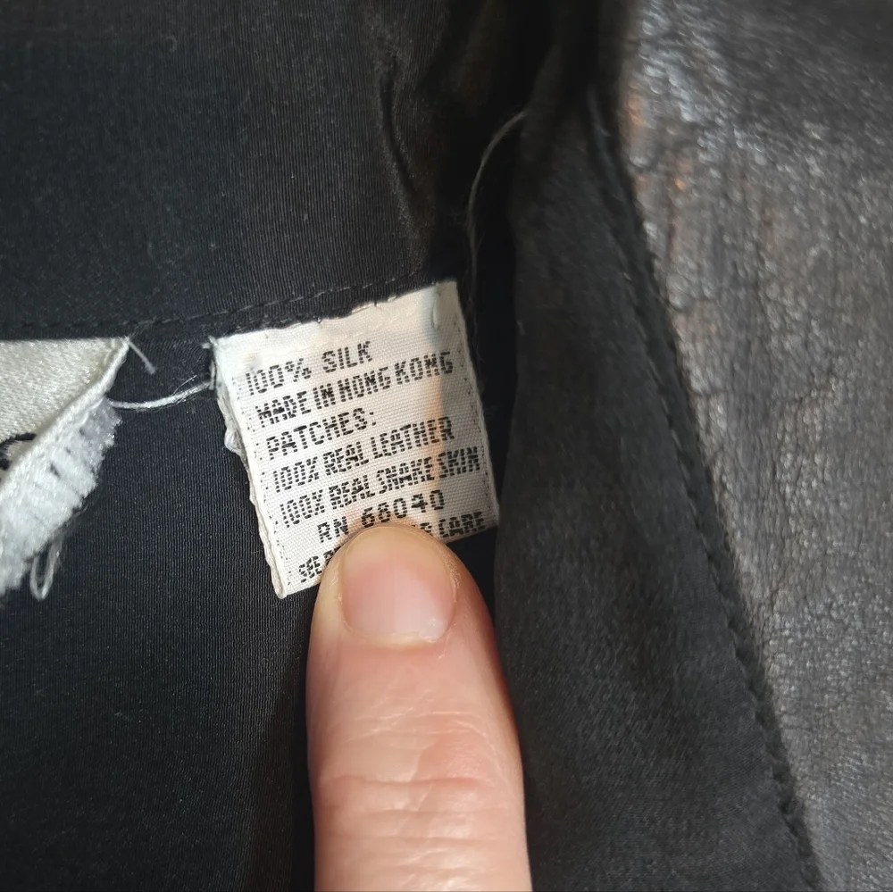 Vintage Western Cowgirl Silk Leather Snakeskin Button Up Blouse Size 8 Rodeo - Picture 5 of 10